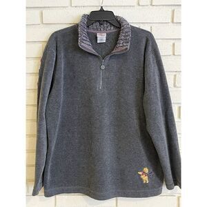 Disney Store Winnie the Pooh Gray Sweatshirt 1/4 Zip Pullover Knitted Collar Lg.